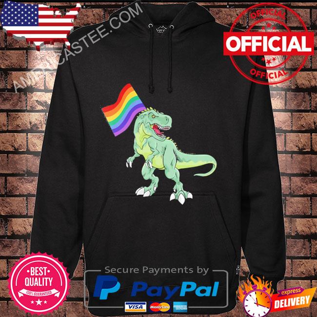 Premium LGBTQ Dinosaur Rainbow Pride Month Black T-Shirt