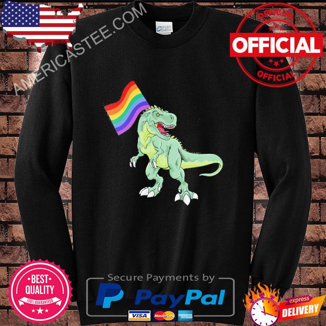 Premium LGBTQ Dinosaur Rainbow Pride Month Black T-Shirt