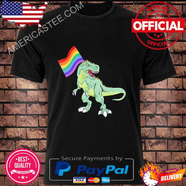 Premium LGBTQ Dinosaur Rainbow Pride Month Black T-Shirt