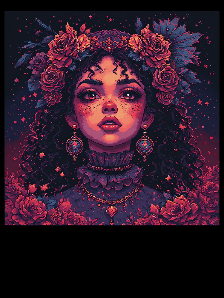 Retro Beautiful Girl Red Flowers by jimcaza