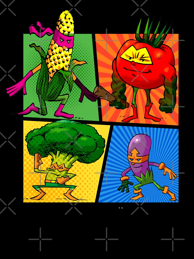Foodie Vegetable Superhero Cartoon Pop Up Art by ProjectX23 T-Shirts, Hoodie, Sweatshirt | BlankRebels.com (Image 3)