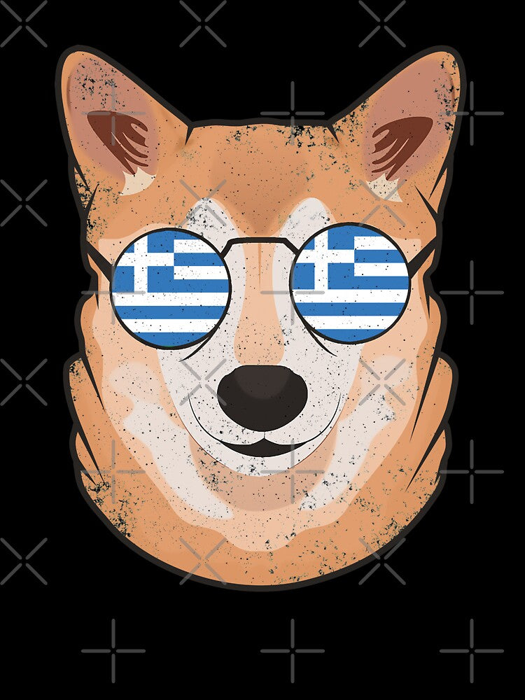 Vintage Patriotic Shiba Inu Greek Flag by feether-store
