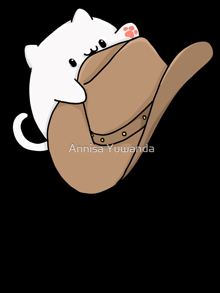 I Love Cat and Cowboy Hat - Cute - Funny - White Cat  #1 by Annisa Yuwanda T-Shirts, Hoodie, Sweatshirt (Image 3)