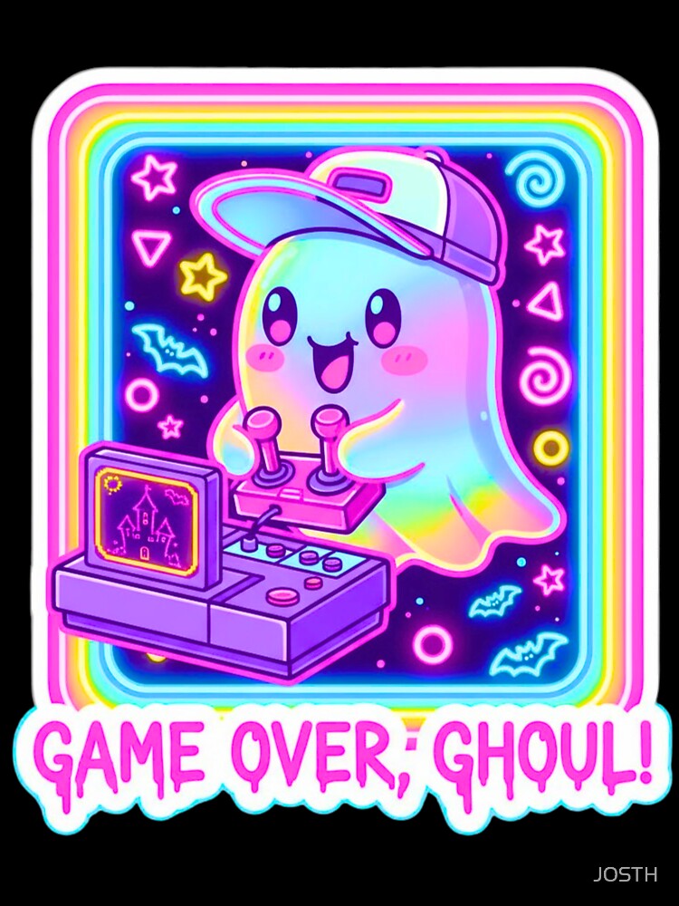 Ghost Gamer Retro Neon Spooky Kawaii Video Games 80s "Game Over Ghoul!" T-Shirts, Hoodie, Sweatshirt