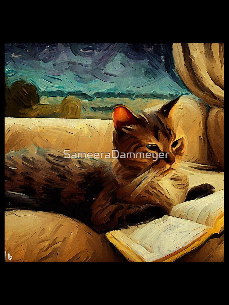 Cat reading books  - Cat lover by SameeraDammeyer