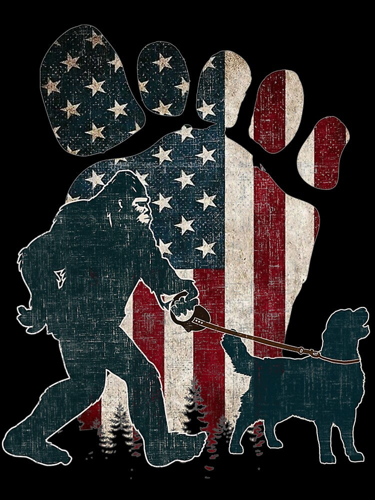 Bigfoot Walking Golden Retriever Silhouette American Flag by NiceStore095 T-Shirts, Hoodie, Sweatshirt (Image 3)