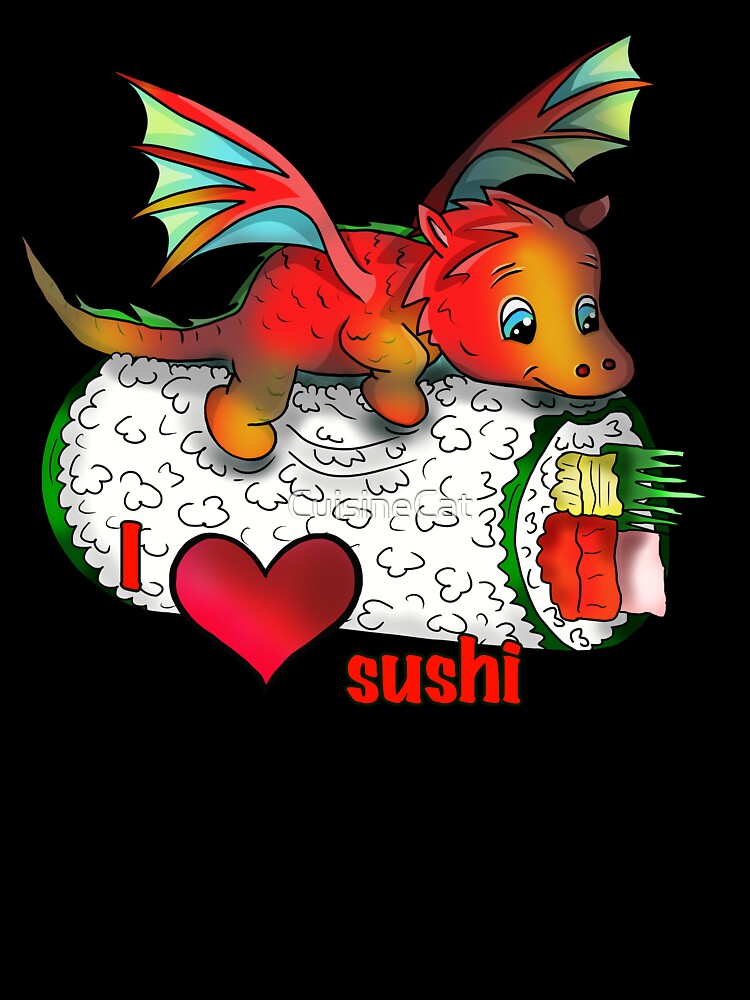 sushi roll with a cute dragon by CuisineCat T-Shirts, Hoodie, Sweatshirt | BlankRebels.com (Image 3)