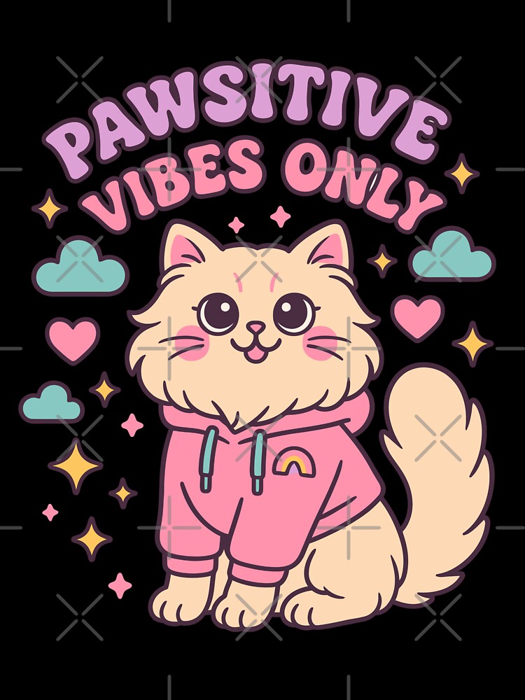 Pawsitive Vibes Only Cat Quote Gift by WhiskerlyGfx T-Shirts, Hoodie, Sweatshirt | BlankRebels.com (Image 3)