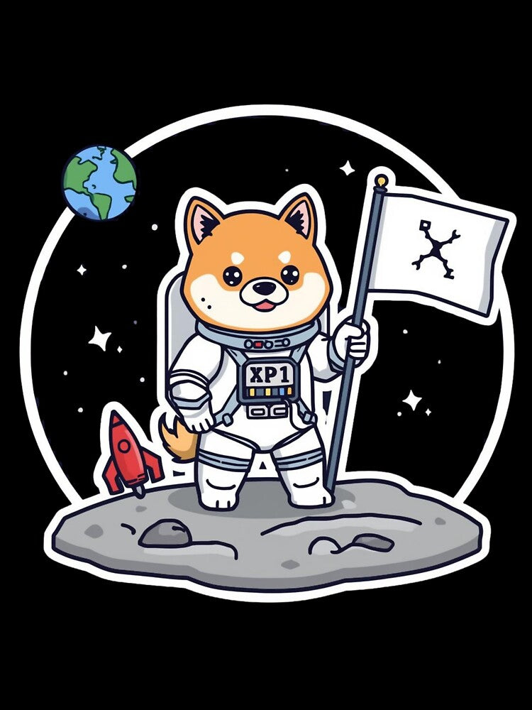 XRP To The Moon Shiba Inu Astronaut – Cute Crypto Space Dog Sticker Design by LintonGriffin T-Shirts, Hoodie,... (Image 3)
