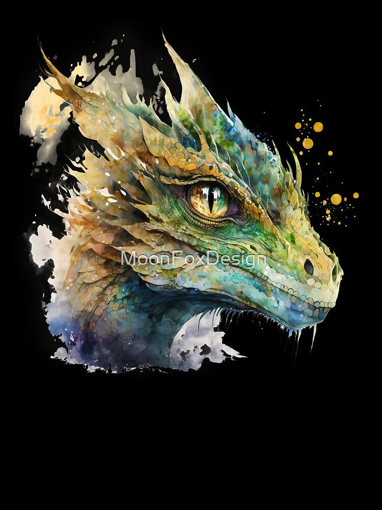 Watercolor Green Dragon, Earth Dragon Portrait by MoonFoxDesign T-Shirts, Hoodie, Sweatshirt | BlankRebels.com (Image 3)