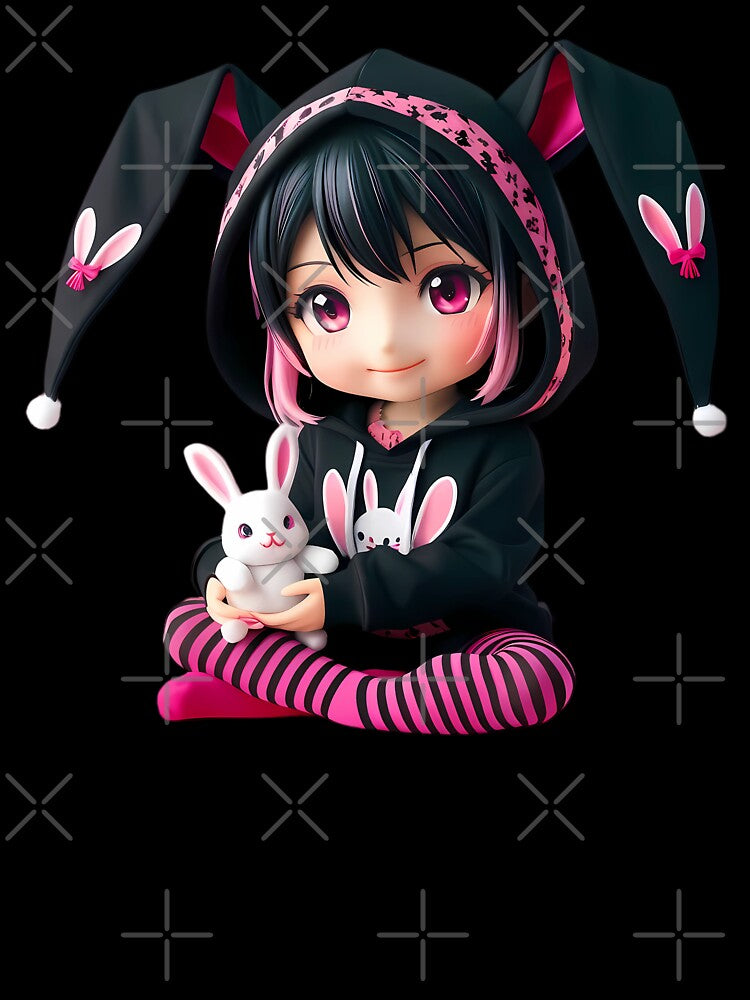 Cute Bunny Girl Anime Hoodie T-shirt for Kids and Teens by TrendPrinter Sweatshirt | BlankRebels.com (Image 3)