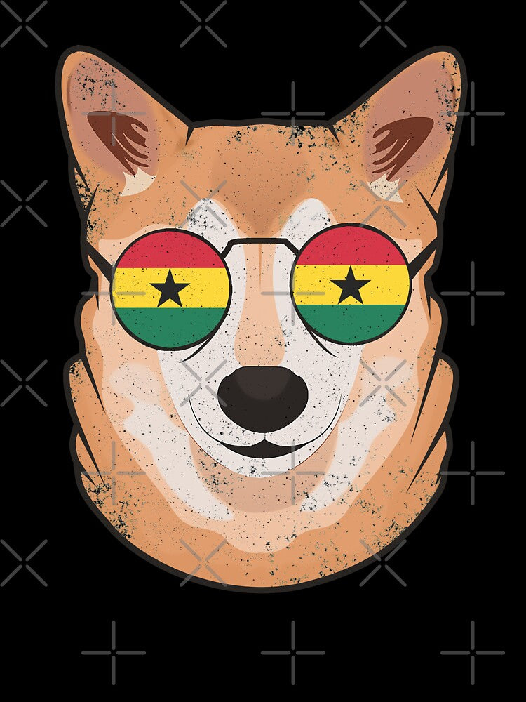 Vintage Patriotic Shiba Inu Ghanaian Flag by feether-store