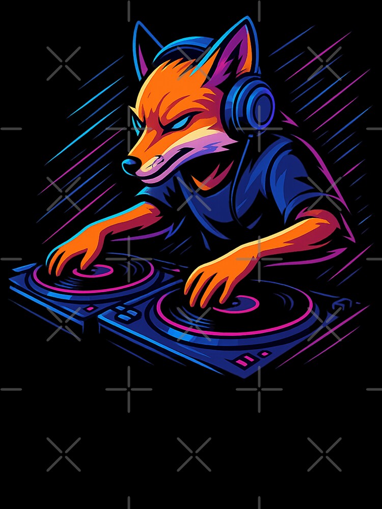 Neon Fox DJ - Club Vibes Vector Illustration by MKreative Studio T-Shirts, Hoodie, Sweatshirt | BlankRebels.com (Image 3)