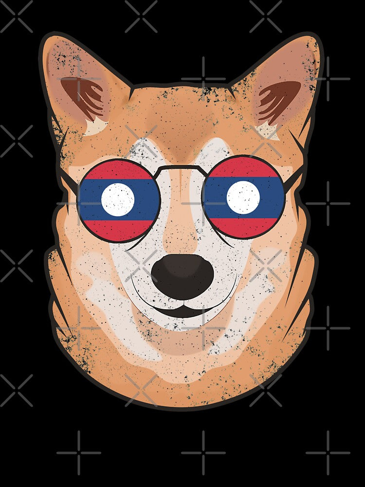 Vintage Patriotic Shiba Inu Lao Flag by feether-store