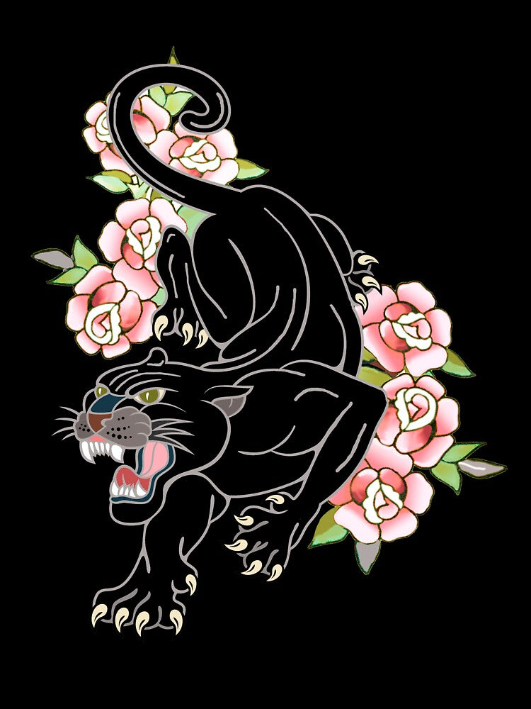 Vintage Black panther, Ed hardy style tattoo by AnneGrayArt T-Shirts, Hoodie, Sweatshirt | BlankRebels.com (Image 3)