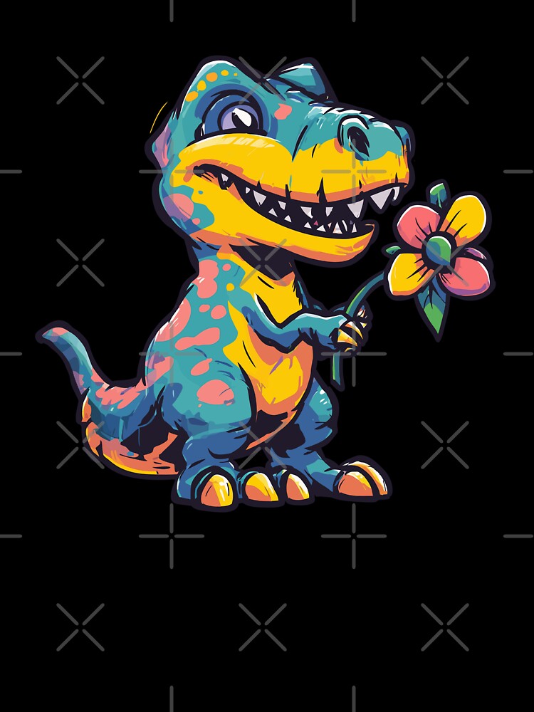 Cute Colorful Dinosaur Holding a Flower – Adorable Dino Art for Kids & Dino Lovers by DConcept T-Shirts,... (Image 3)