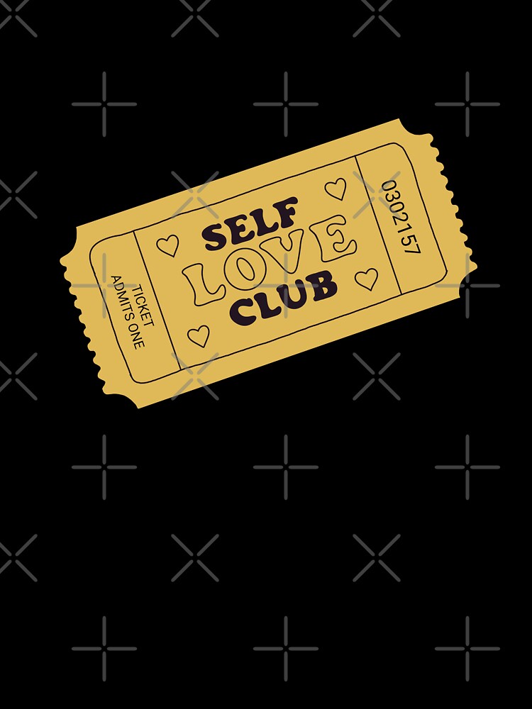 Yellow Self Love Club Ticket  | Minimalistic Tattoo Design Style, Line Art Illustration by MarinasDesign... (Image 3)