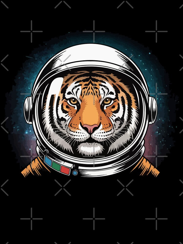 Astronaut Tiger Space Illustration – Cosmic Wild Animal Art by popcorntot T-Shirts, Hoodie, Sweatshirt (Image 3)