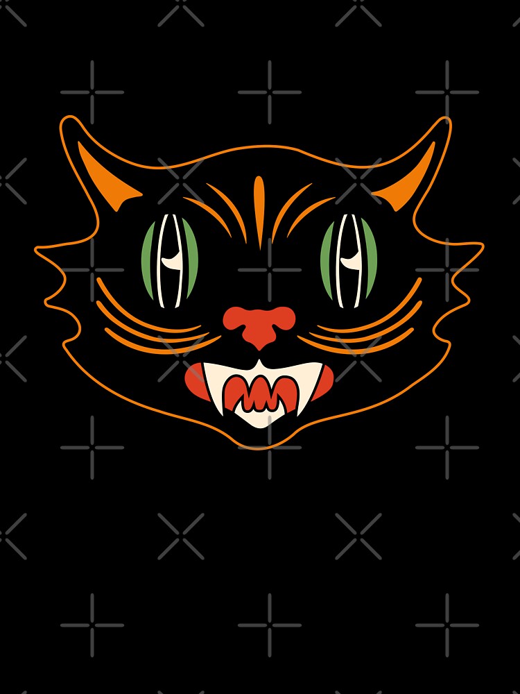 Vintage Halloween Black Cat - Retro Scaredy Kitty by Carrie Cantwell Art T-Shirts, Hoodie, Sweatshirt (Image 3)