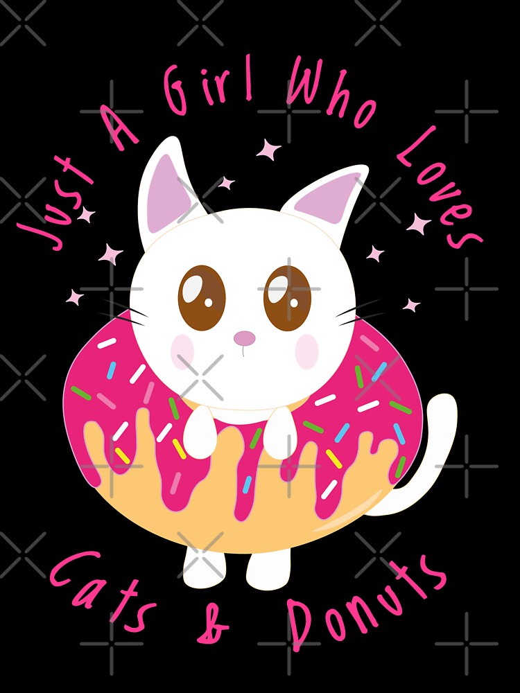 Just A Girl Who Loves Cats And Donuts Aesthetic Kawaii Cute Cat by alyedel T-Shirts, Hoodie, Sweatshirt (Image 3)