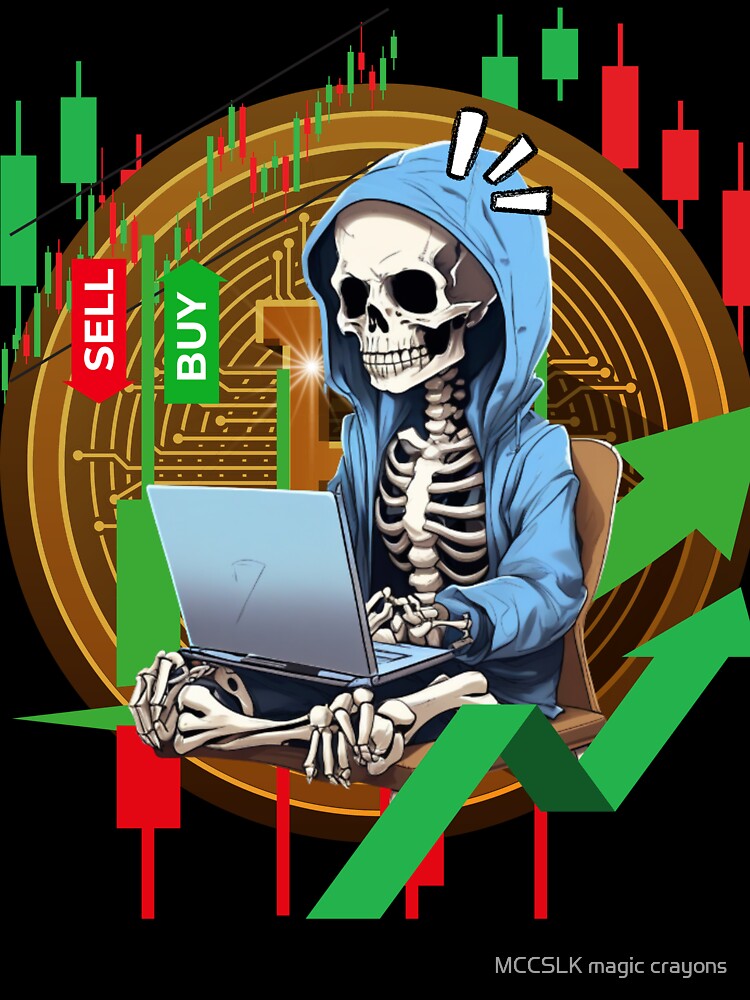 Skeleton Crypto Trader Tee – Funny Trading Shirt for Crypto Enthusiasts by MCCSLK magic crayons