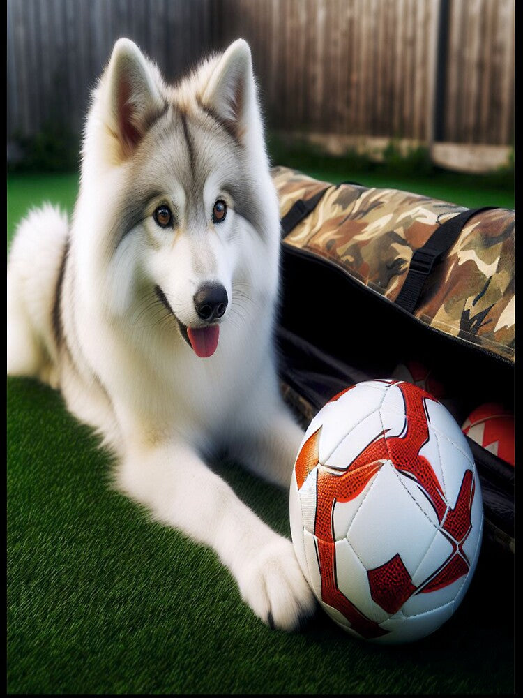 dog playing ball by E.D.CH designs.