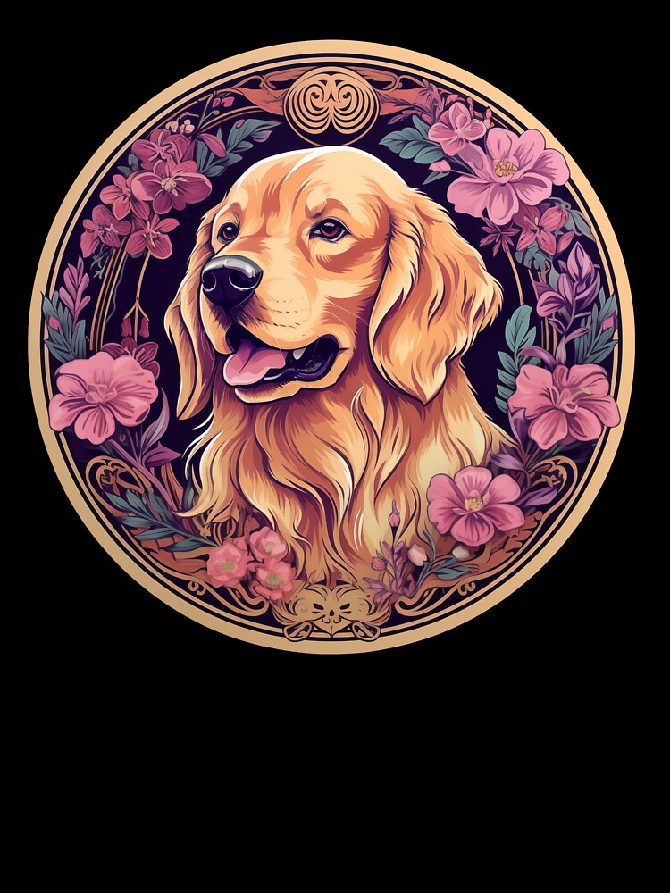 Golden Retriever Amongst Flowers (Blue Background) by Michaelajf12 T-Shirts, Hoodie, Sweatshirt | BlankRebels.com (Image 3)