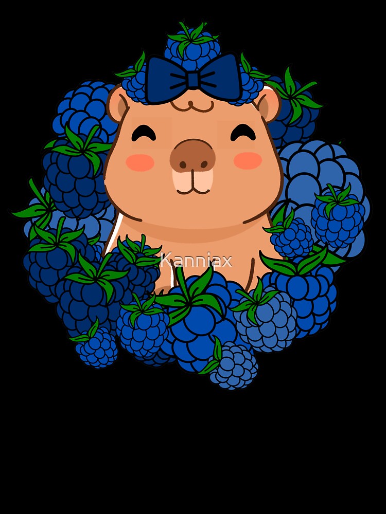 Cute Kawaii Capybara with Blackberry Wreath by Kanniax T-Shirts, Hoodie, Sweatshirt | BlankRebels.com (Image 3)