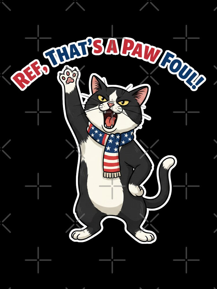 Ref, That's a Paw Fo ul! — Funny Tuxedo Cat Football Design BLUE by catastrocat