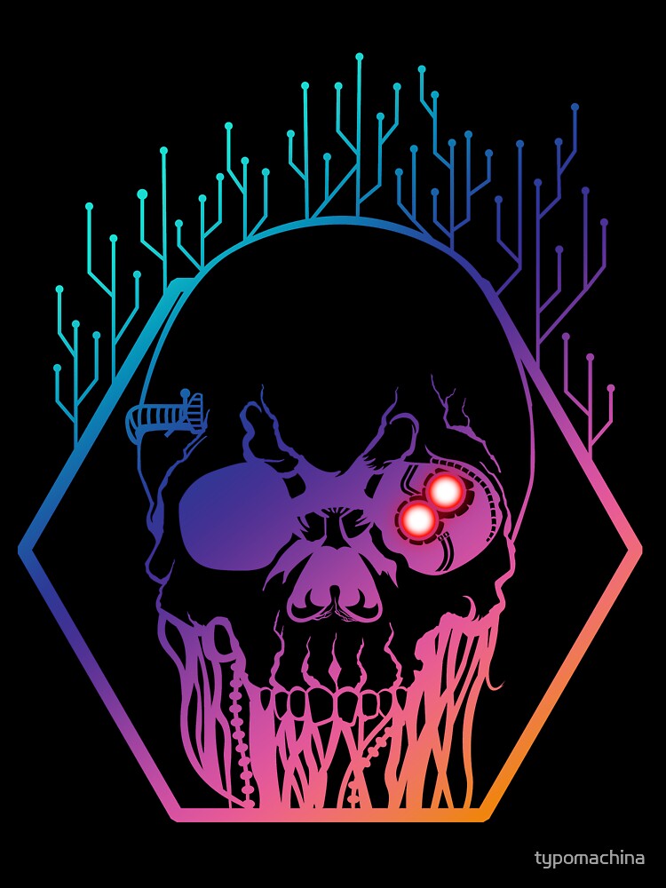 Cyberpunk Tech Eye Skull by typomachina T-Shirts, Hoodie, Sweatshirt | BlankRebels.com (Image 3)