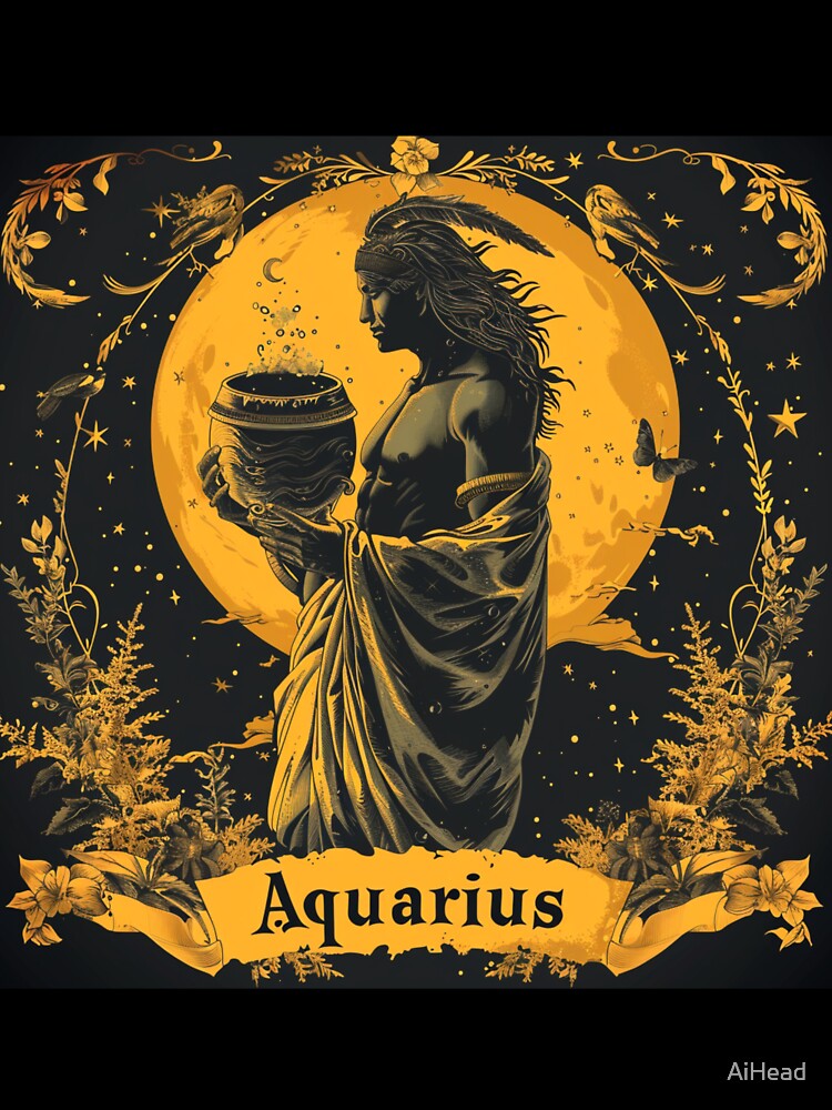 Vintage Style Aquarius Zodiac Sign by AiHead T-Shirts, Hoodie, Sweatshirt | BlankRebels.com (Image 3)