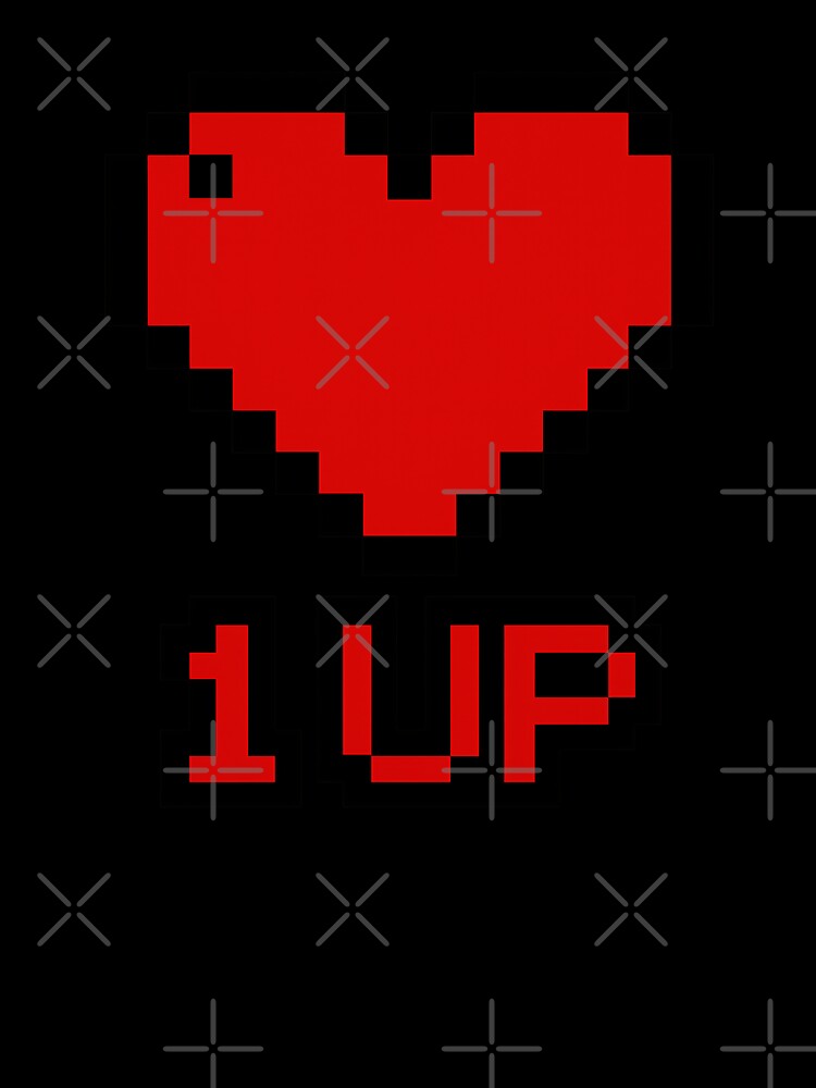 1UP Heart Pixel Art - Retro Gaming Love Extra Life Power Up by CreativeVisionsHub