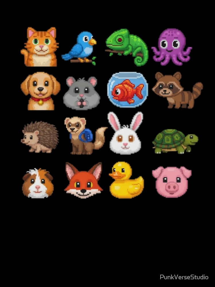 Cute Pixel Pets Collection | Retro 8-Bit Animals Pixel Art by PunkVerseStudio T-Shirts, Hoodie, Sweatshirt (Image 3)