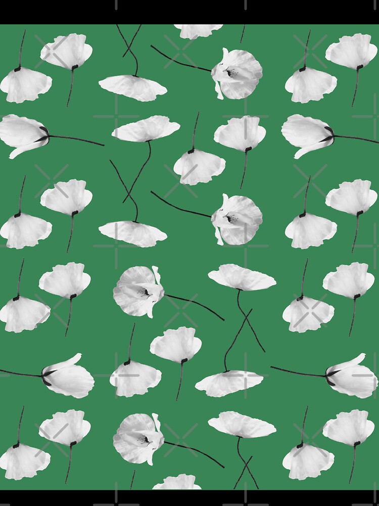 White poppies pattern on a green background by by-jwp T-Shirts, Hoodie, Sweatshirt | BlankRebels.com (Image 3)