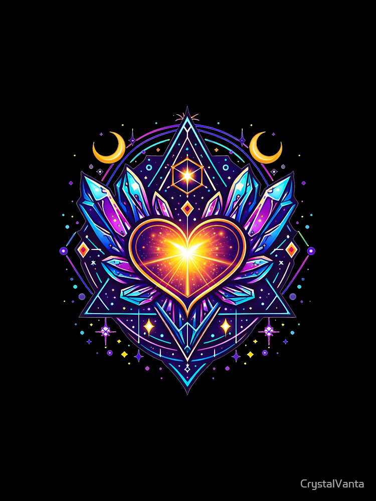 Radiant Cosmic Heart with Sacred Geometry Crystals by CrystalVanta T-Shirts, Hoodie, Sweatshirt | BlankRebels.com (Image 3)
