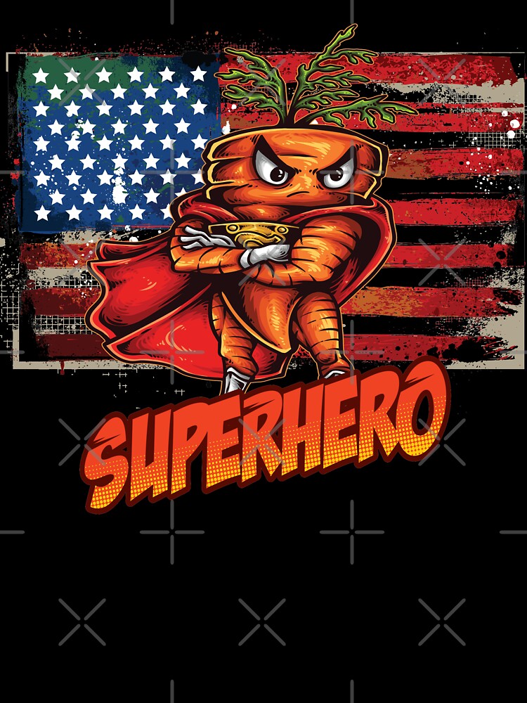 USA American Flag Angry Carrot Foodietoon SuperHero by ProjectX23 T-Shirts, Hoodie, Sweatshirt | BlankRebels.com (Image 3)