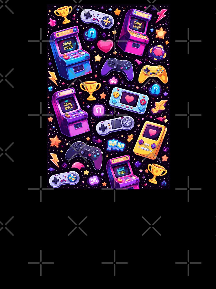 Neon Retro Gamer Icons T-Shirts, Hoodie, Sweatshirt