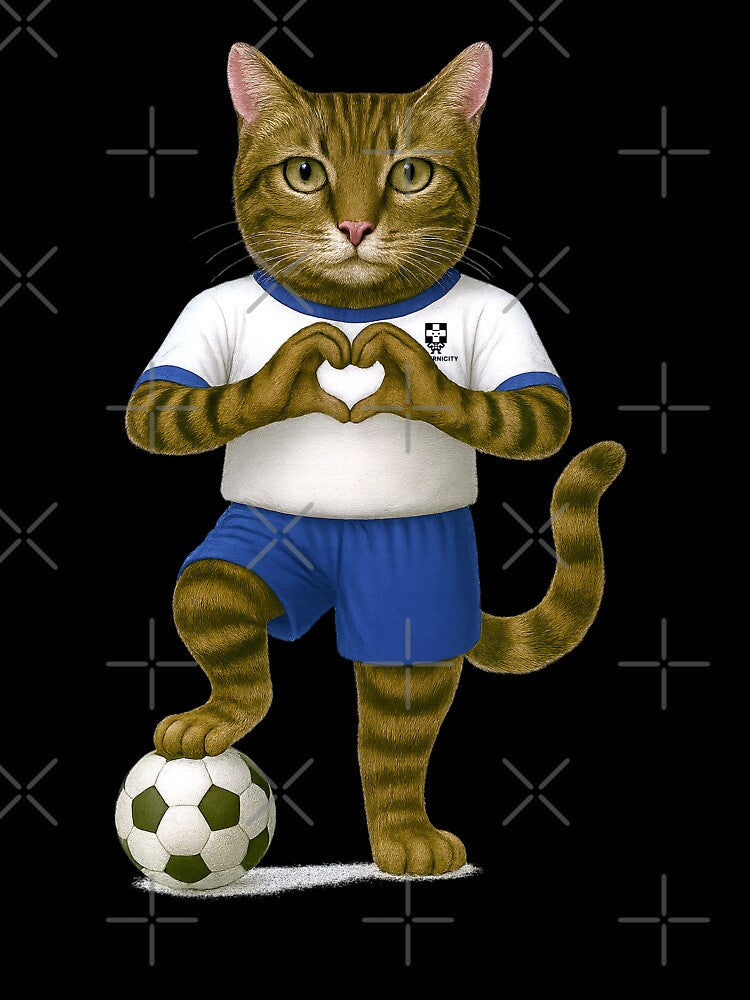 Soccer Cat Illustration – Tabby Athlete Making Heart Gesture by Patternicity