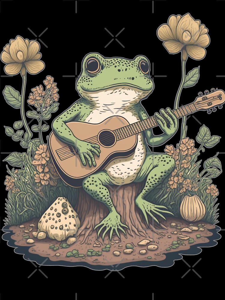 Cottagecore Aesthetic Frog With Guitar Mushroom by ahmed2751989 T-Shirts, Hoodie, Sweatshirt | BlankRebels.com (Image 3)