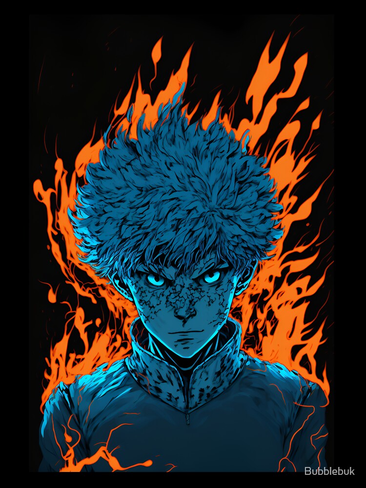 Anime Boy Blue Fire Powerup by Bubblebuk T-Shirts, Hoodie, Sweatshirt | BlankRebels.com (Image 3)