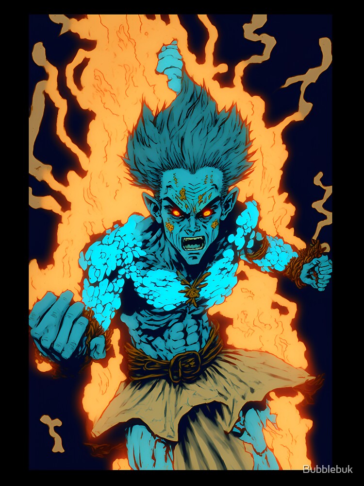 Anime Blue God Warrior Fighter by Bubblebuk T-Shirts, Hoodie, Sweatshirt | BlankRebels.com (Image 3)