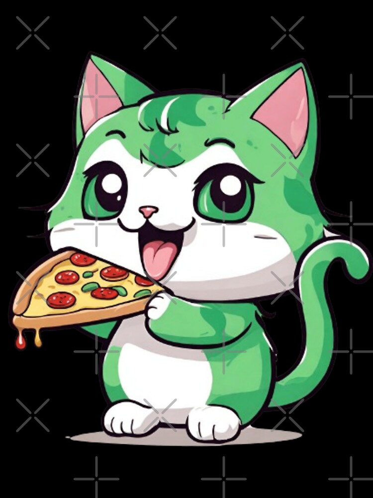 Cute cat eating pizza by Culmika