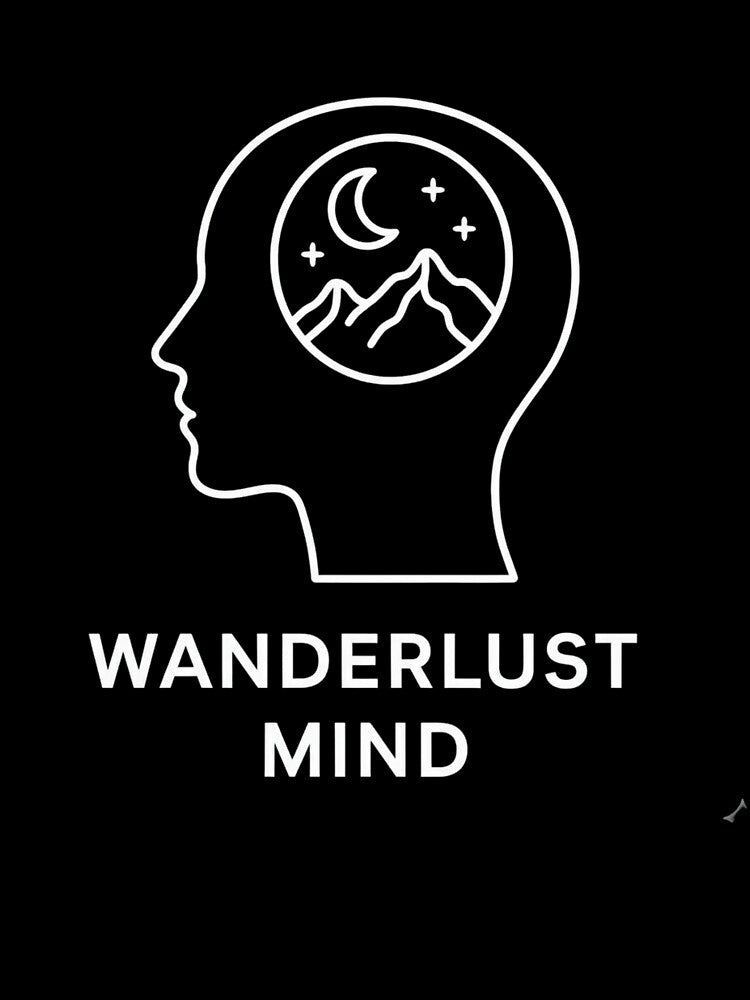 Wanderlust Mind White Line Art | Travel Dreams Hoodie, T-Shirt, Sticker & Gift for Adventurers, Hikers &... (Image 3)