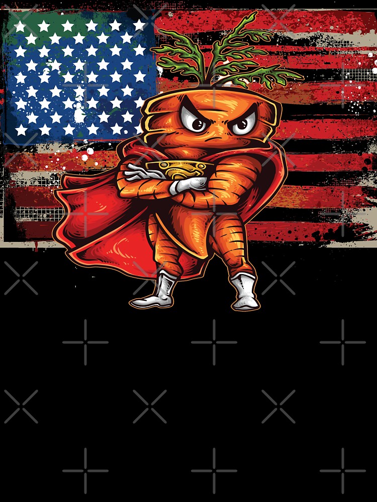 USA Flag Angry Carrot Foodie Superhero by ProjectX23 T-Shirts, Hoodie, Sweatshirt | BlankRebels.com (Image 3)