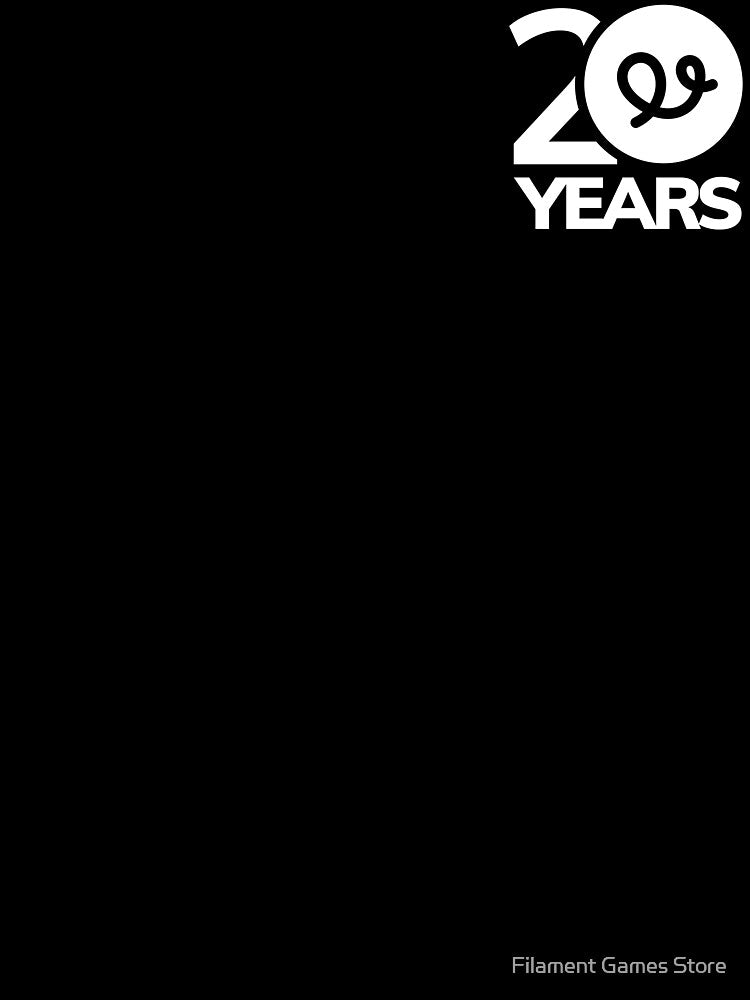 Filament Games 20th Anniversary Logo Mark White by Filament Games Store