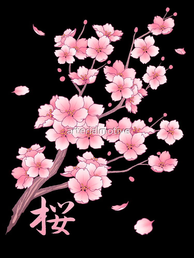Falling Sakura Cherry Blossom by arterialmotive T-Shirts, Hoodie, Sweatshirt | BlankRebels.com (Image 3)