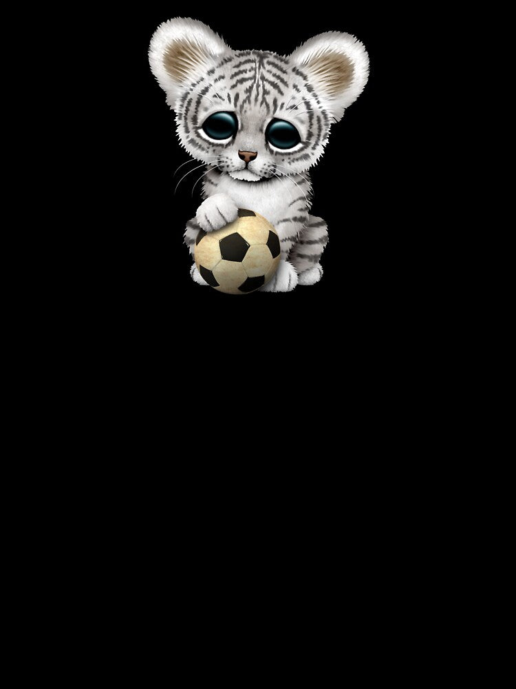 White Tiger Cub With Football Soccer Ball by JeffBartels