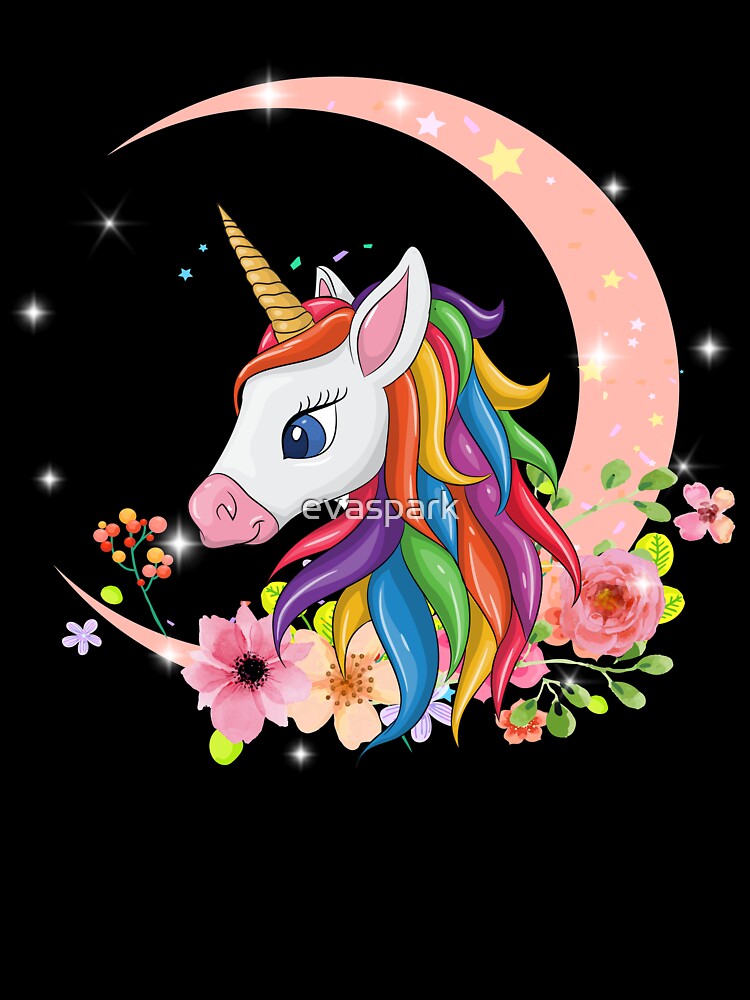 Floral Rainbow Hair Unicorn Face by evaspark T-Shirts, Hoodie, Sweatshirt | BlankRebels.com (Image 3)