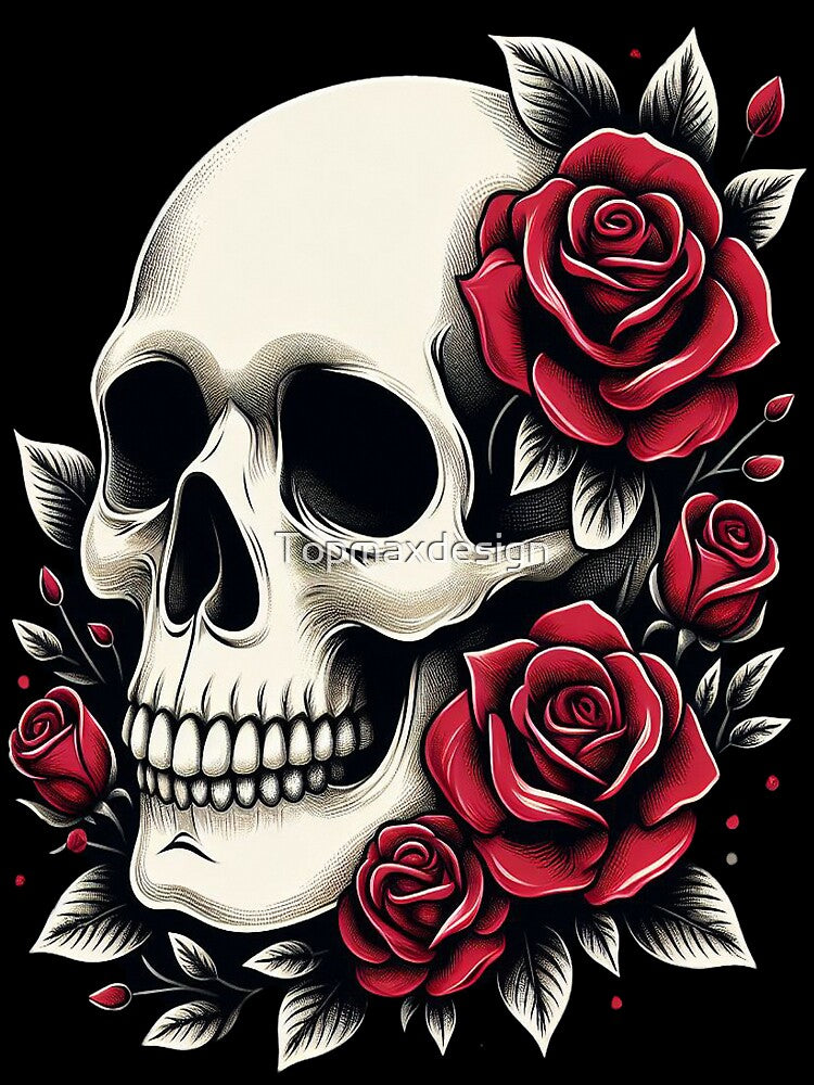Red Roses Skull by Topmaxdesign T-Shirts, Hoodie, Sweatshirt | BlankRebels.com (Image 3)
