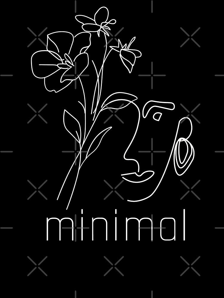 Line Art - Woman with Flowers - Modern Minimal Text Design by The Red Nox T-Shirts, Hoodie, Sweatshirt (Image 3)